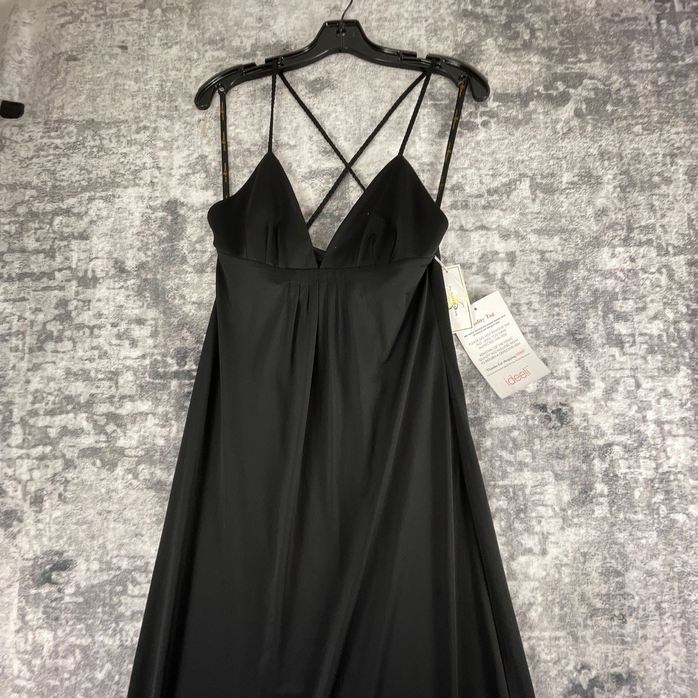 Julie Brown Designs Women M Maxi Dress Solid Black Elegant Cross Back Cocktail - Picture 11 of 13